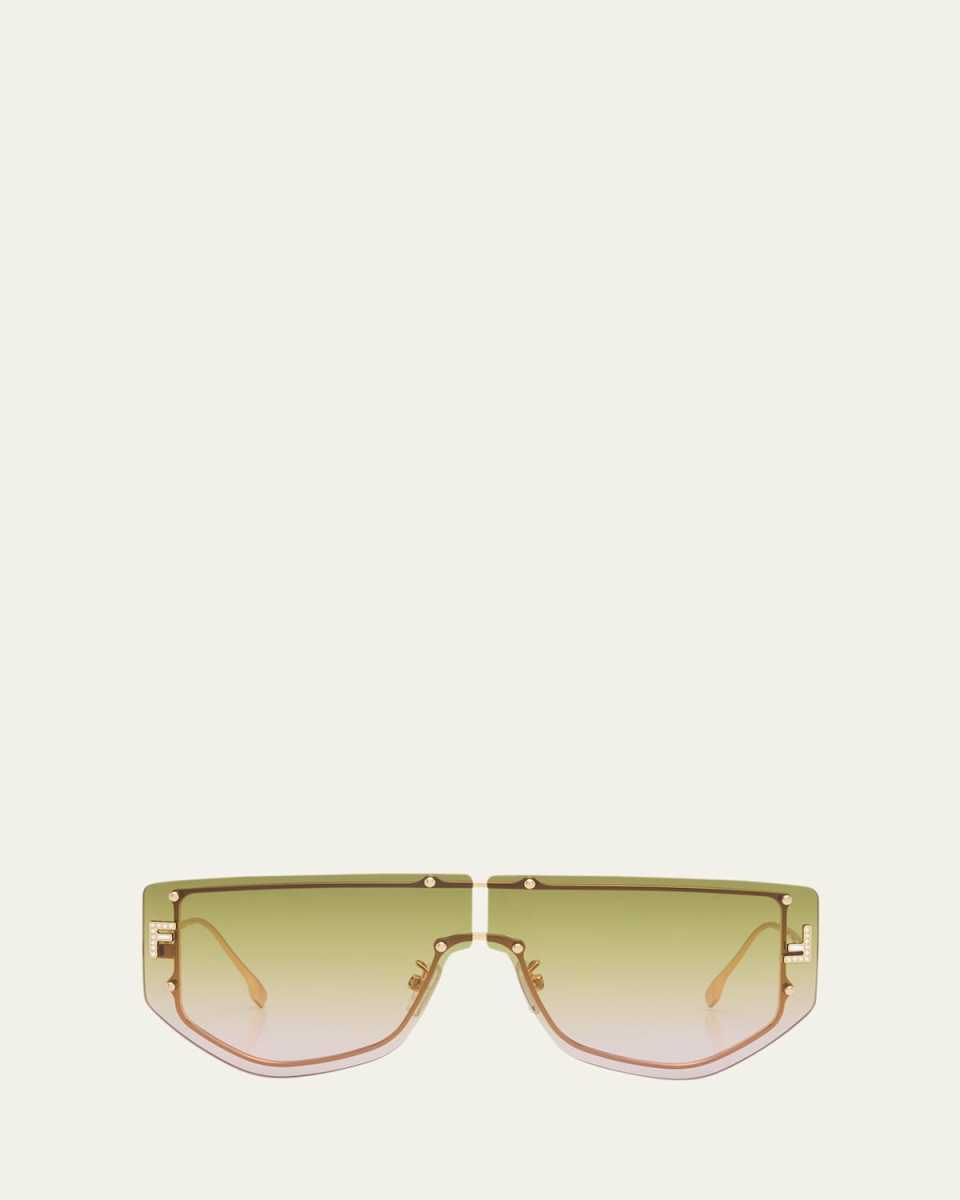 Embellished F Metal Shield Sunglasses